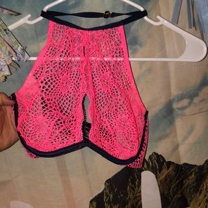 NWOT VS hot pink halter lace bra